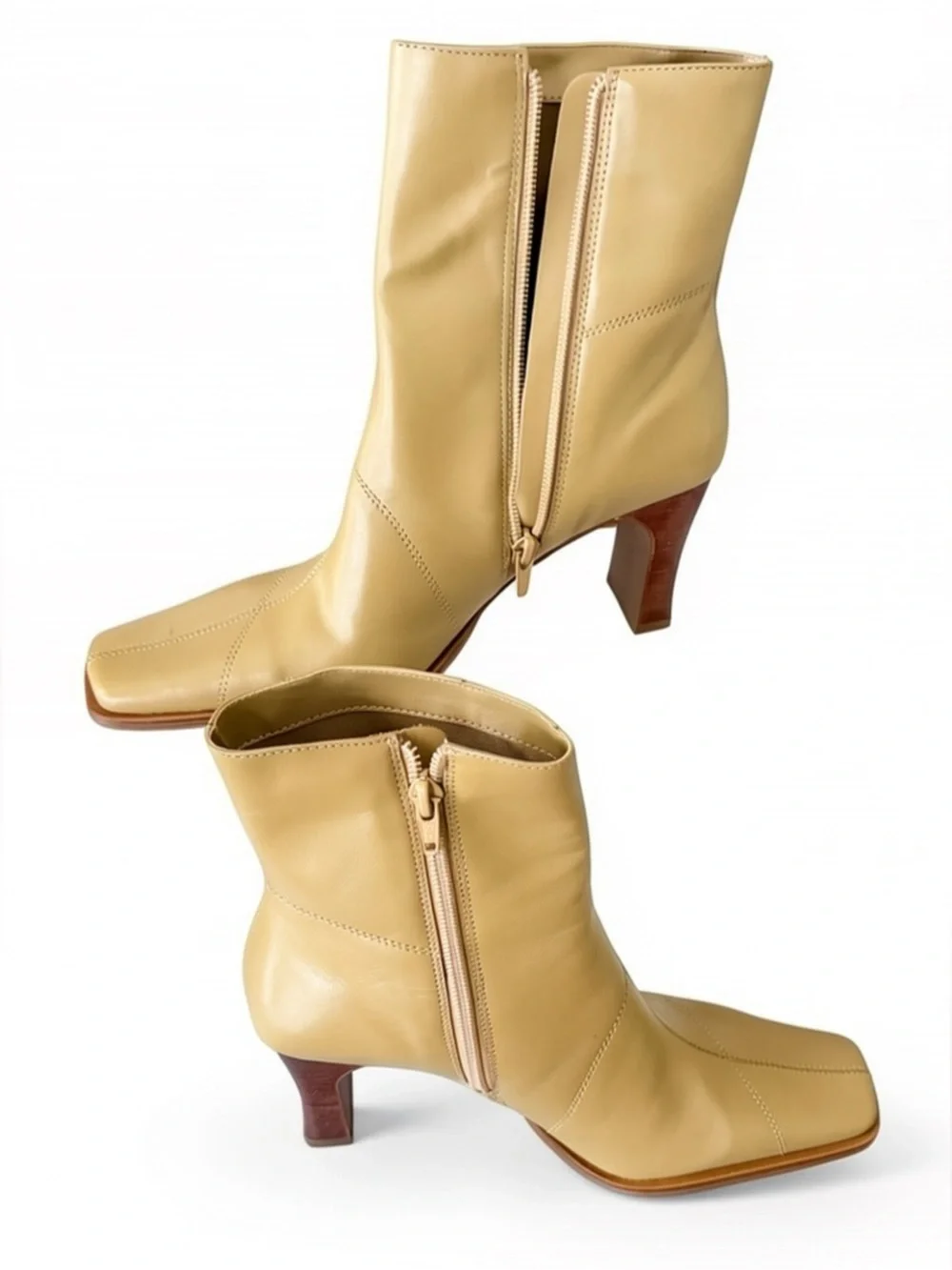 Vintage Hillard & Hanson Tan Leather Square Toe Boots Italy- Size 8.5 New in Box